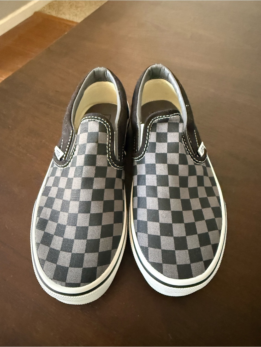 NWOT Vans Slip-On Checkerboard Sneakers - Black and Gray